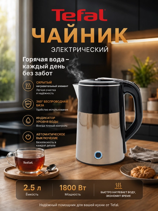 Elektr choynak VITEK VT-133 – yorqin LED yoritgichli, metall korpusli