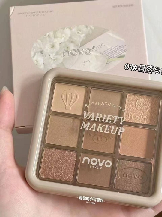 9 rangli NOVO soyalar palitrasi, professional qovoqlar uchun xira va shimmer soyalar