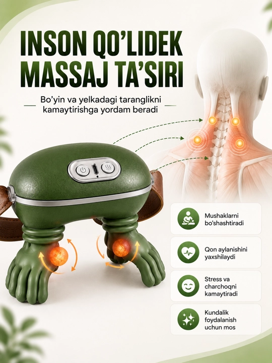 Bo‘yin, oyoq, yelka, bel uchun simsiz massajer, 3 ta rejim, butun tana uchun