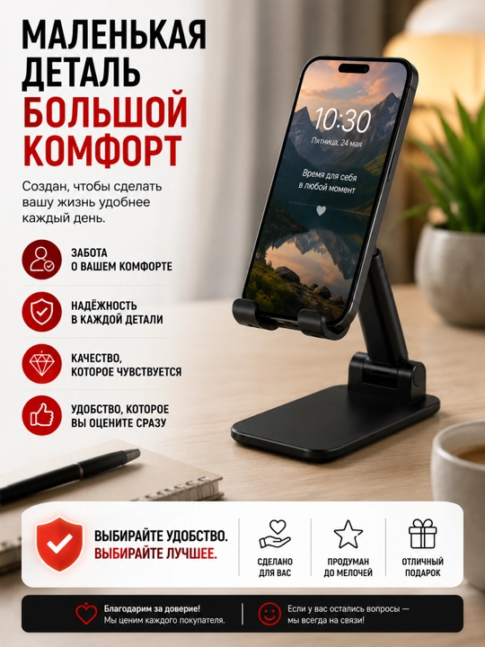 Telefon va planshetlar uchun metall tutqich 360°, telefon pastafka, derjatel telefon uchun