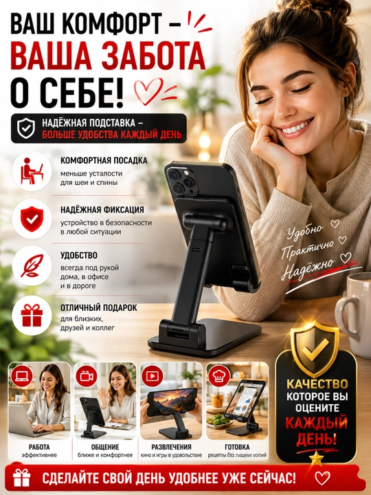 Telefon va planshetlar uchun metall tutqich 360°, telefon pastafka, derjatel telefon uchun