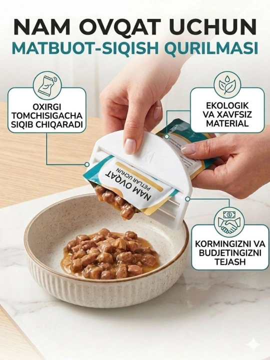 Nam ozuqa uchun press-siqish moslamasi, siqgich, ozuqa dozatori