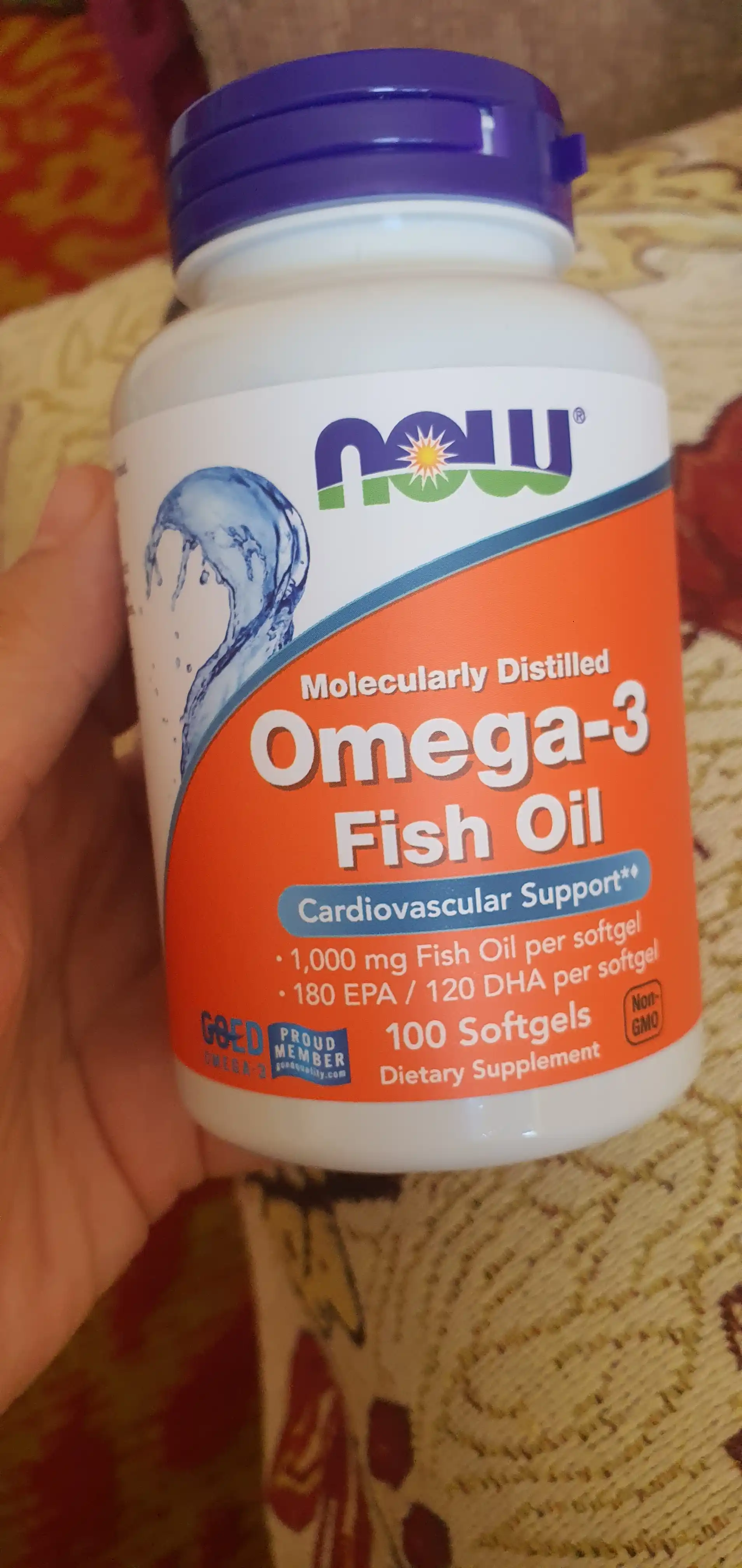 Рыбий жир Omega-3 Now Foods, 180 EPA / 120 DHA, Халяль 