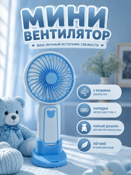 Mini ventilyator usb zaryadlovchi, stol uchun ventilyatorcha, vintelyator kichkina - 