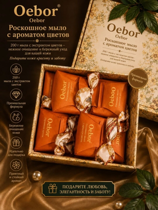 Мыло OEBOR для лица и тела в сумочке, красивый подарок для женщин и девочек, 200 гр