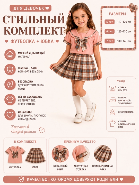 Одежда двойка Комплект одежды для девочек, футболка и юбка, комплект одежды для девочек