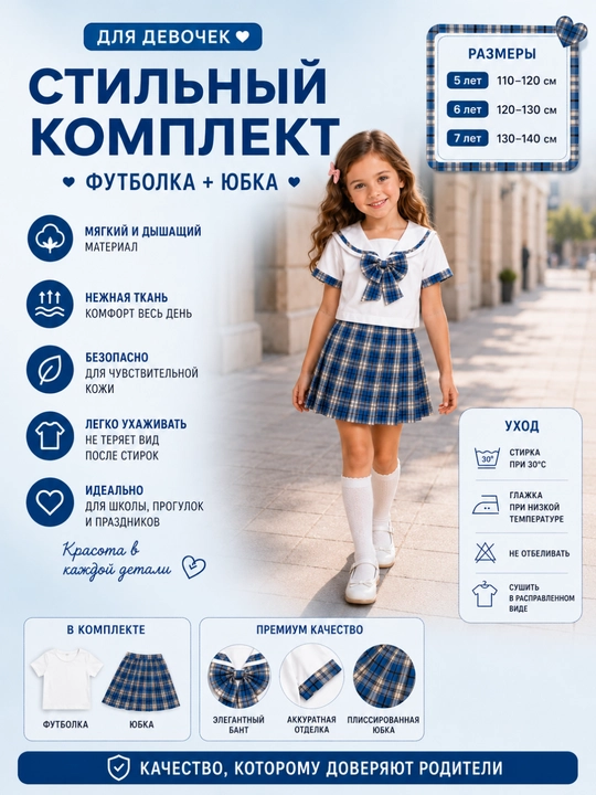 Одежда двойка Комплект одежды для девочек, футболка и юбка, комплект одежды для девочек