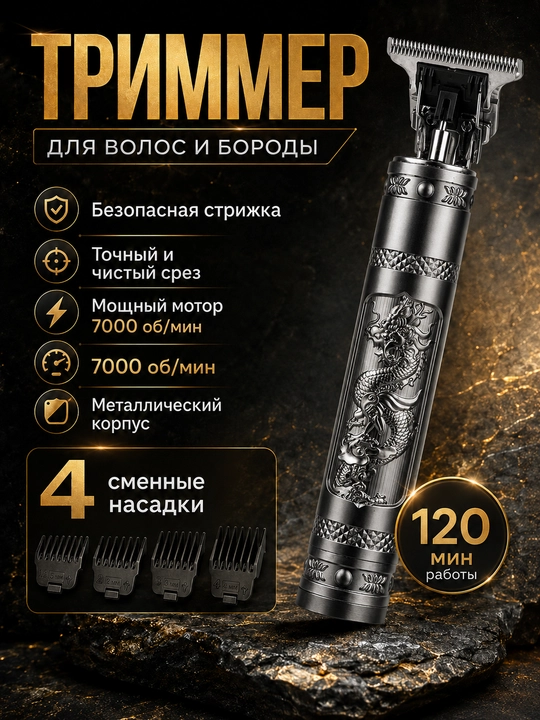 Триммер для волос и бороды, машинка для стрижки, станок VGR - 