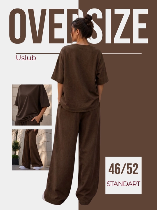 Ayollar uchun zig‘ir matoli dvoyka oversize — yozgi keng shimli kostyum