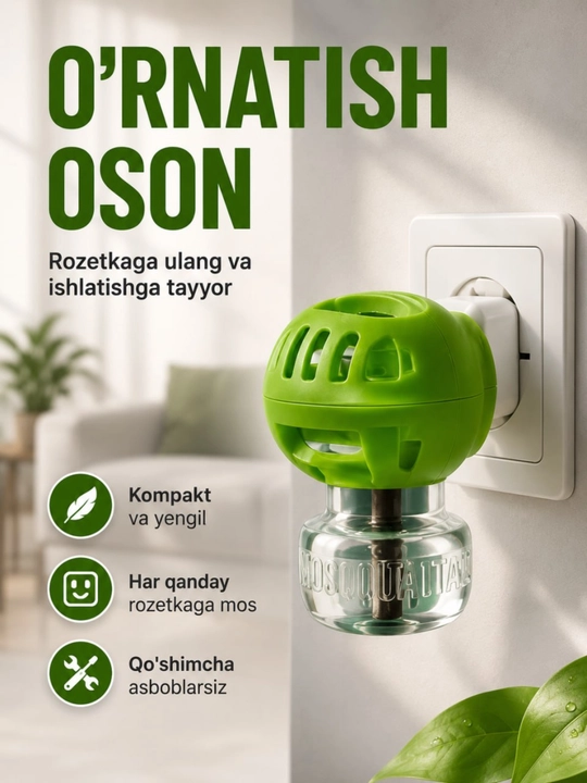 Elektr repelent chivin va hasharotlarga qarshi fumigator uy uchun suyuqlikli qurilma