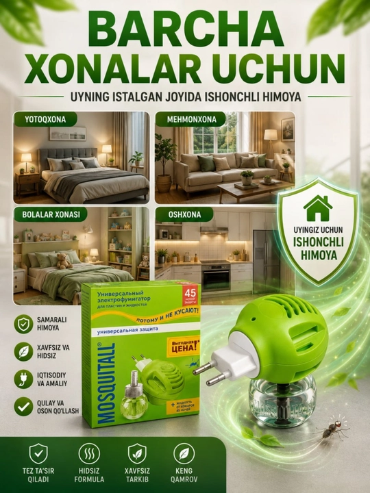 Elektr repelent chivin va hasharotlarga qarshi fumigator uy uchun suyuqlikli qurilma