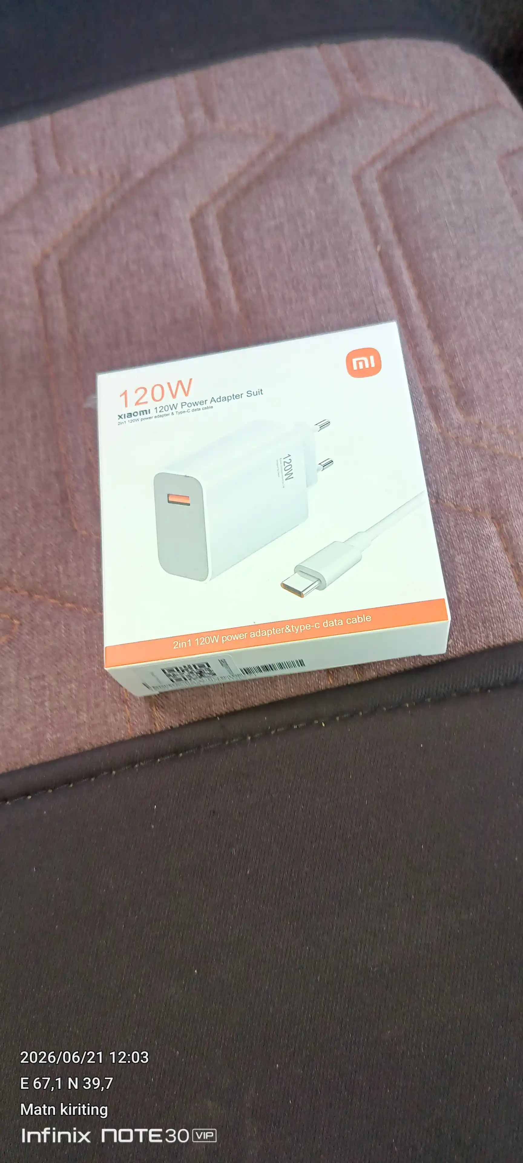 Xiaomi 120 W Turbo quvvatlash qurilmasi, Type-C kabeli bilan