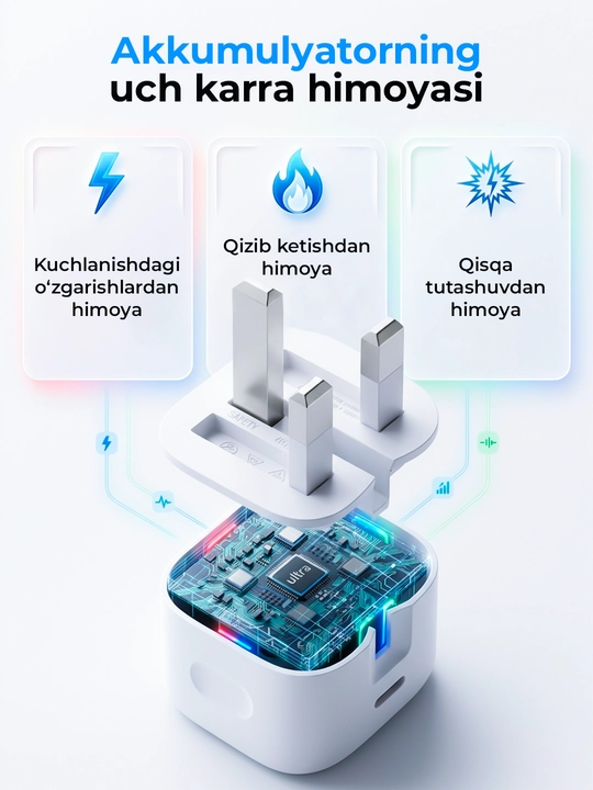 IPhone uchun zaryadchik, zaryadnik tez zaryadlovchi 20 Vt, Type-Cdan Lightning kabel bilan
