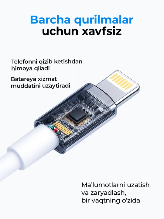 IPhone uchun zaryadchik, zaryadnik tez zaryadlovchi 20 Vt, Type-Cdan Lightning kabel bilan
