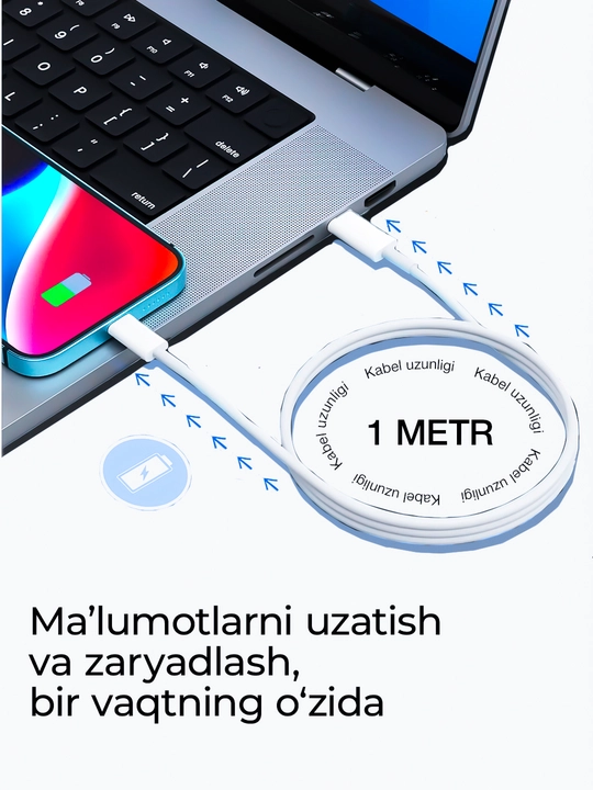 Зарядное устройство для iPhone, быстрая зарядка 20 Вт, с кабелем Type-C — Lightning