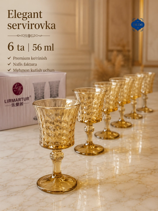 Rangli shisha fujer va stopkalar, ichimliklar uchun sovg‘a to‘plami, 6 dona, uy uchun set