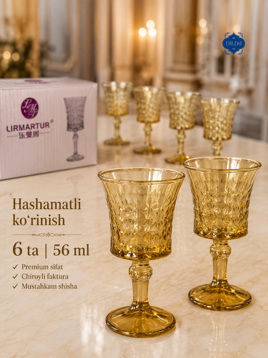 Rangli shisha fujer va stopkalar, ichimliklar uchun sovg‘a to‘plami, 6 dona, uy uchun set