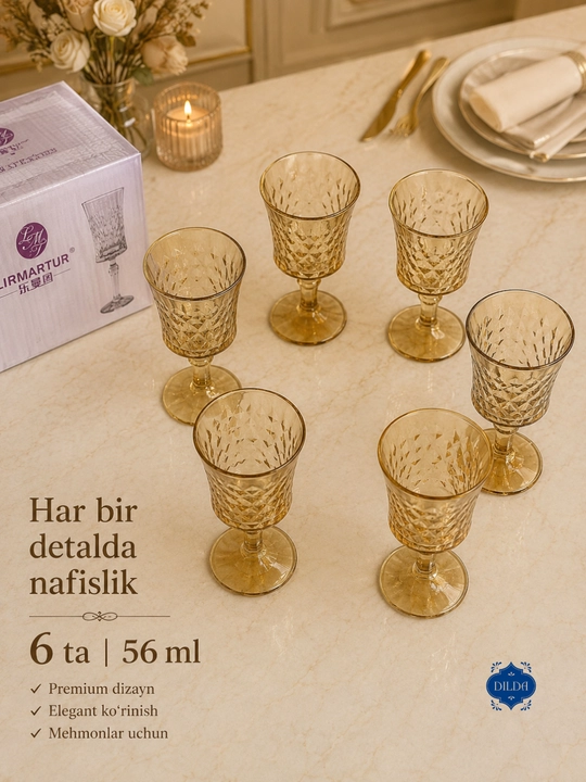 Rangli shisha fujer va stopkalar, ichimliklar uchun sovg‘a to‘plami, 6 dona, uy uchun set