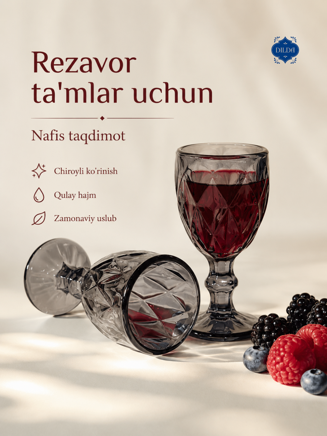 Rangli shisha fujer va stopkalar, ichimliklar uchun sovg‘a to‘plami, 6 dona, uy uchun set