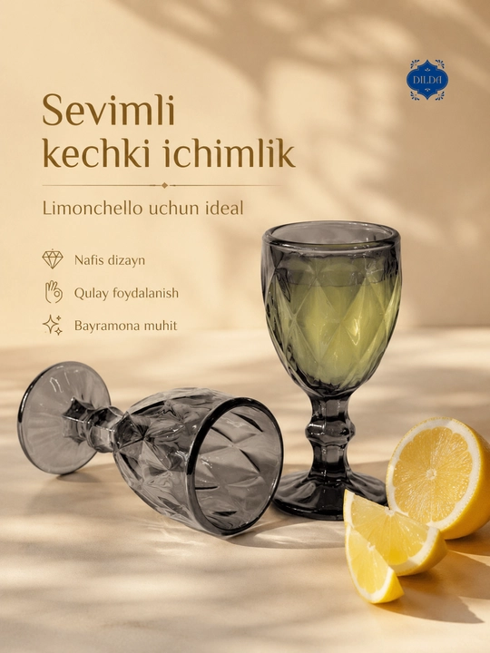 Rangli shisha fujer va stopkalar, ichimliklar uchun sovg‘a to‘plami, 6 dona, uy uchun set