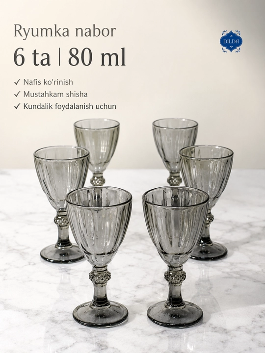 Rangli shisha fujer va stopkalar, ichimliklar uchun sovg‘a to‘plami, 6 dona, uy uchun set