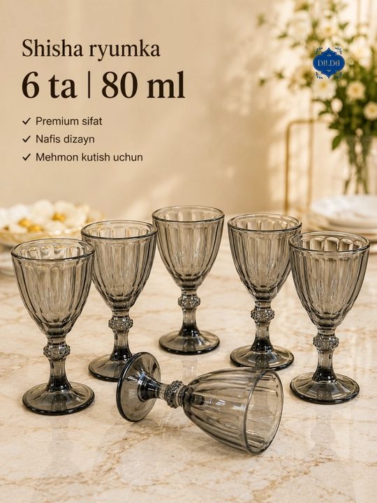 Rangli shisha fujer va stopkalar, ichimliklar uchun sovg‘a to‘plami, 6 dona, uy uchun set