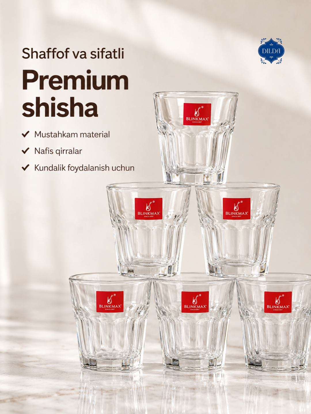 Rangli shisha fujer va stopkalar, ichimliklar uchun sovg‘a to‘plami, 6 dona, uy uchun set