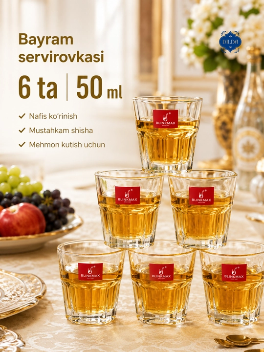 Rangli shisha fujer va stopkalar, ichimliklar uchun sovg‘a to‘plami, 6 dona, uy uchun set