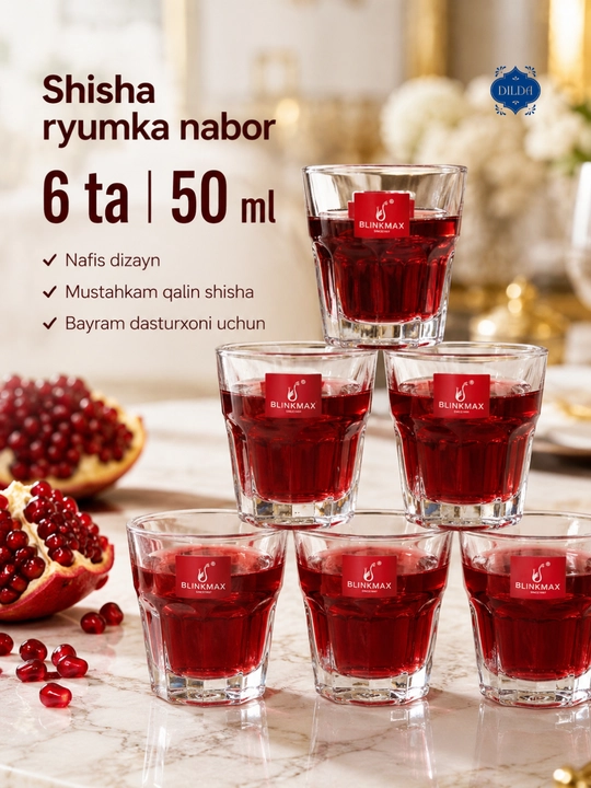 Rangli shisha fujer va stopkalar, ichimliklar uchun sovg‘a to‘plami, 6 dona, uy uchun set