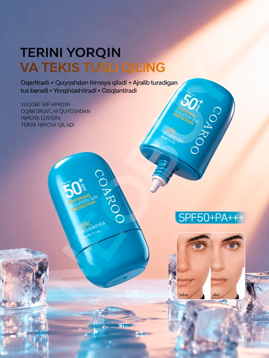 Yuz uchun SPF 50 namlantiruvchi quyoshdan himoyalovchi krem