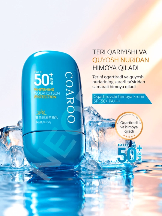 Yuz uchun SPF 50 namlantiruvchi quyoshdan himoyalovchi krem