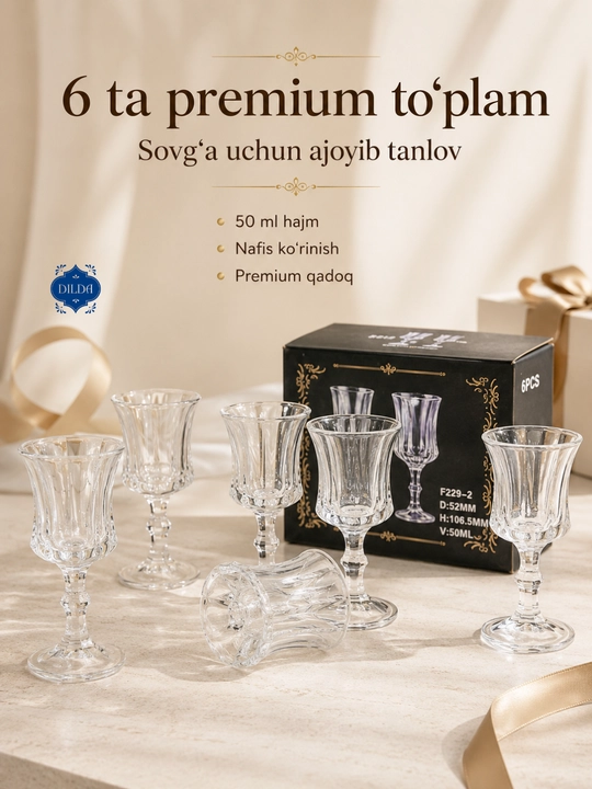 Rangli shisha fujer va stopkalar, ichimliklar uchun sovg‘a to‘plami, 6 dona, uy uchun set
