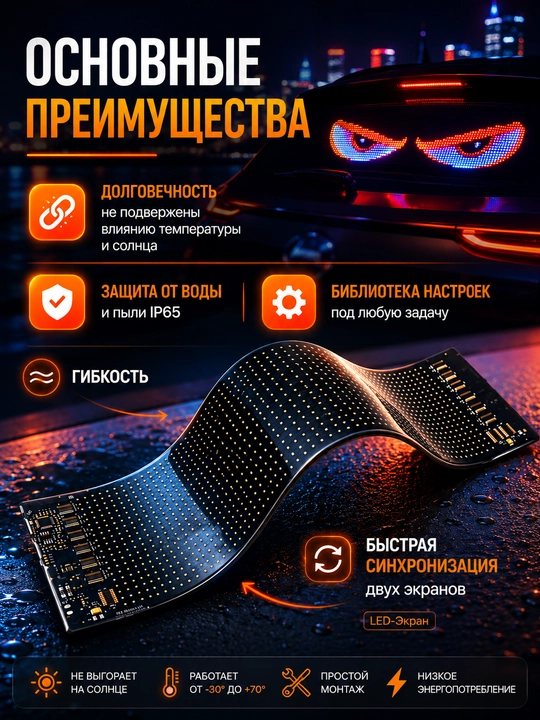 Светодиодная панель Глаза для автомобиля, 11 режимов, Devil Eyes