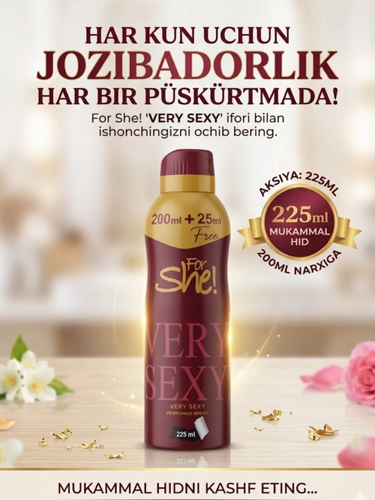 Женский парфюмированный дезодорант For She 225 мл,Victorya's Secret и Very Sexy, 2 аромата - 