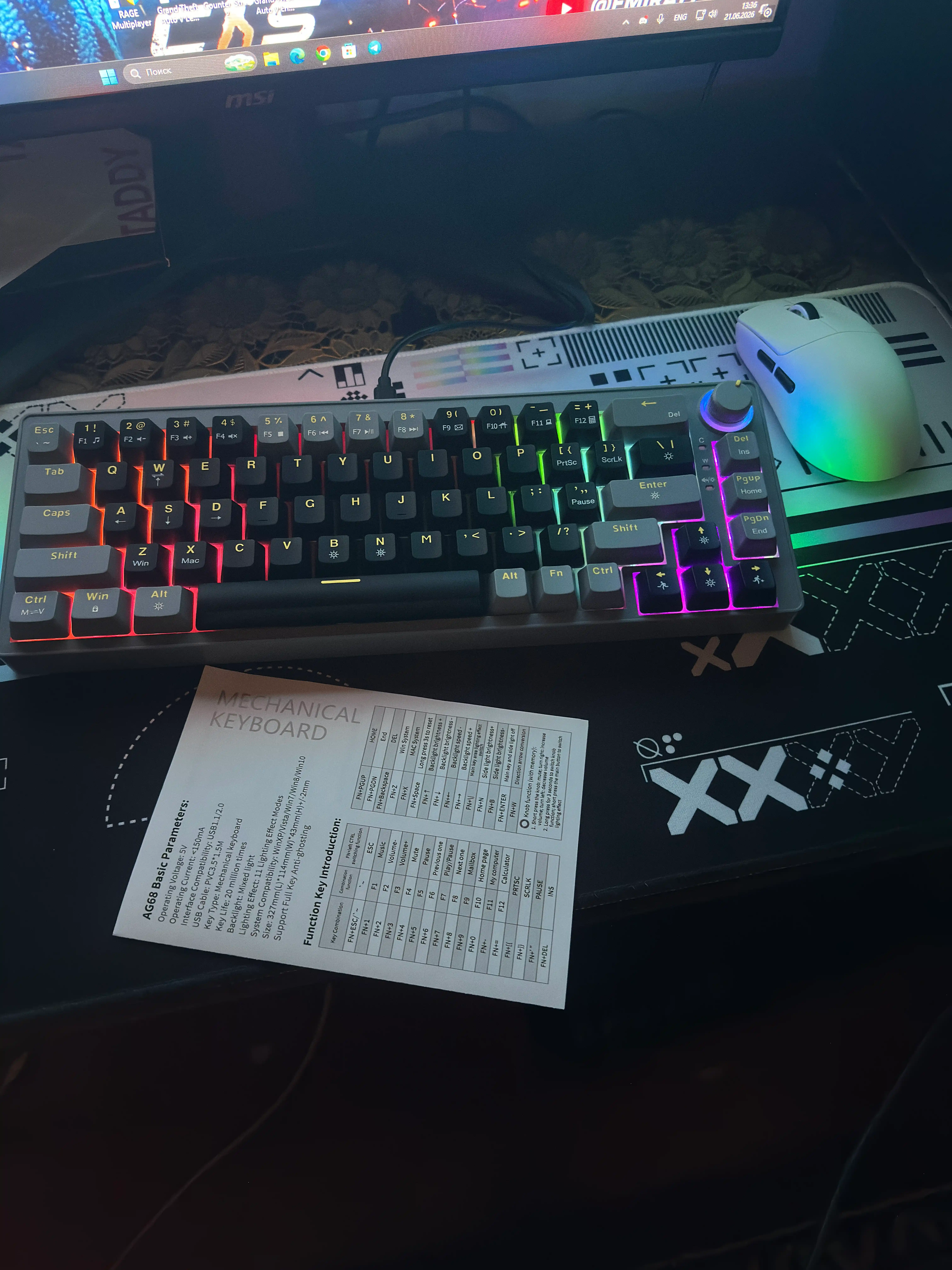 O‘yin uchun kibersport klaviaturalari ZIFRIEND AG68, RX75PRO VA BD61 oʻyin RGB yoritgichli