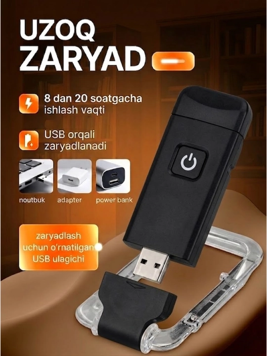 Kitob o'qish chiroqi, simsiz chiroq - USB qayta zaryadlanuvchi