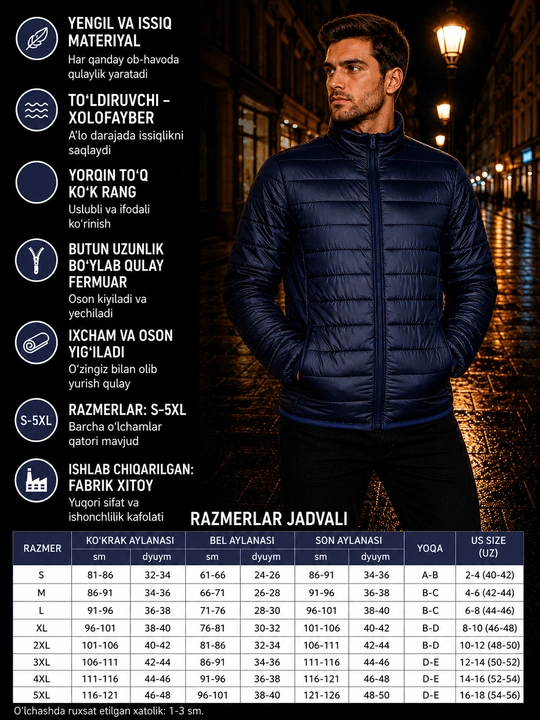 Erkaklar va ayollar uchun yengil, demi-mavsumli kurtkalar, 11 turda