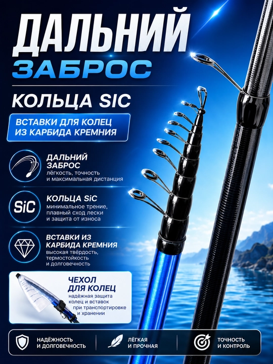 Удочка для рыбалки, телескопическая