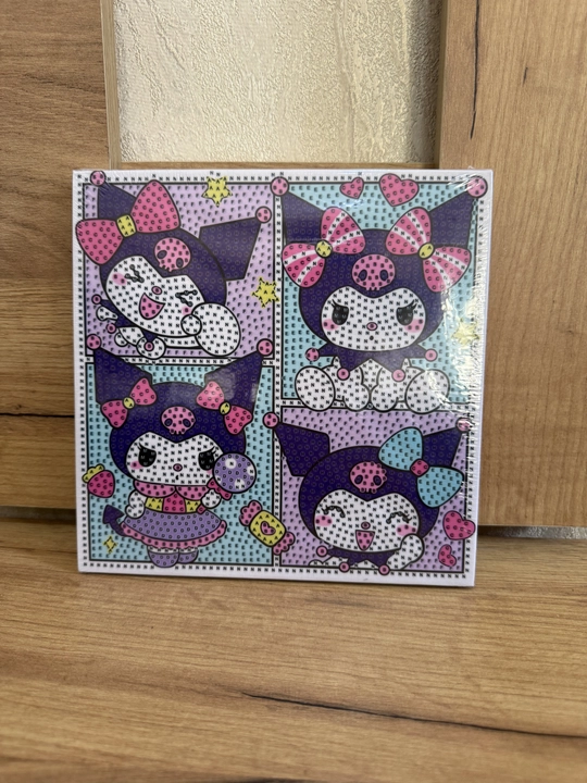 Ramkadagi olmos mozaika: Malika, Kuromi, Xello Kitti, Stich, Mario, Lotso, Kapibara - 