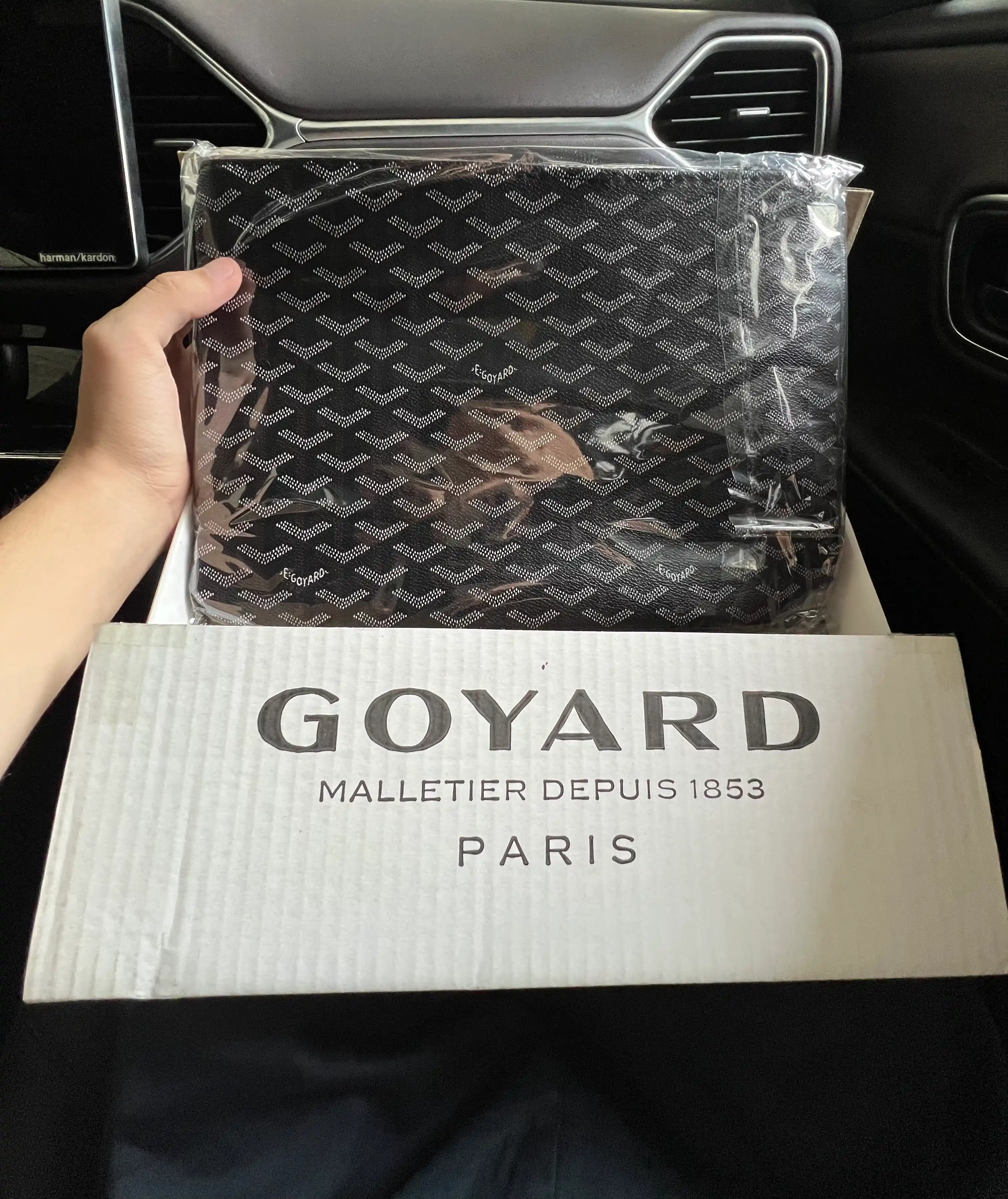 Мужской современный клатч в стиле Goyard (31х21 см)