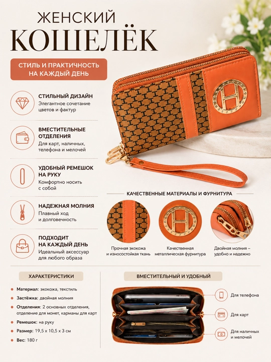 Ayollar hamyoni va portmone — zamonaviy qora clutch, kundalik aksessuar