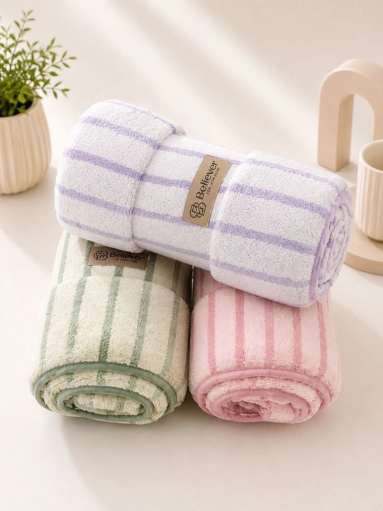 (optomchi) 3 dona"Believer" katta va kichik momiq sochiqlari,140x60 va 70x40 o'lchamlarda - 