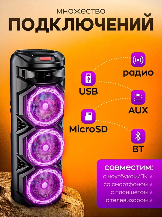 Portativ Bluetooth Karaoke Kolonka Mikrofon va Pult bilan