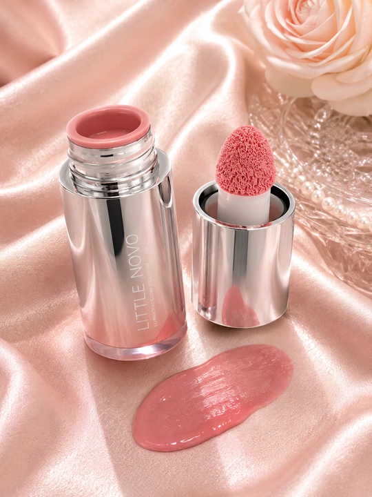 Жидкие кремовые румяна для лица с аппликатором-спонжем, Liquid Blush - 