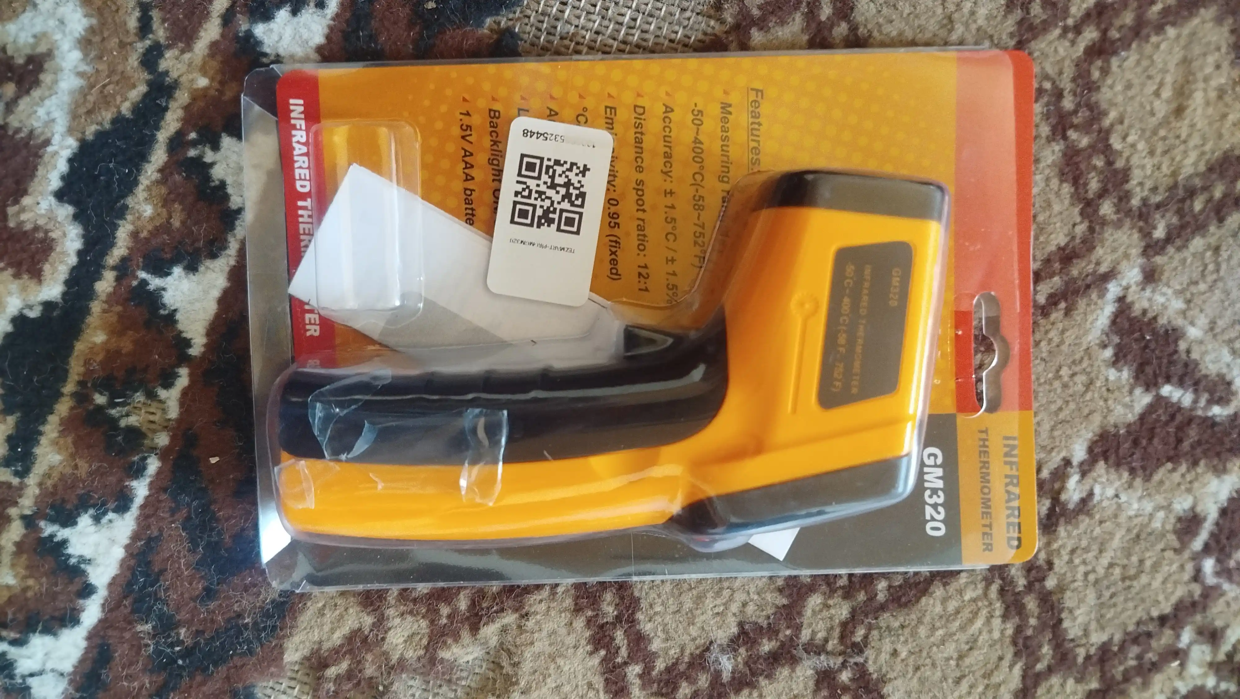GM320 infraqizil termometr-pirometr -50°C dan +400°C gacha, LCD, batareyka sovg‘a