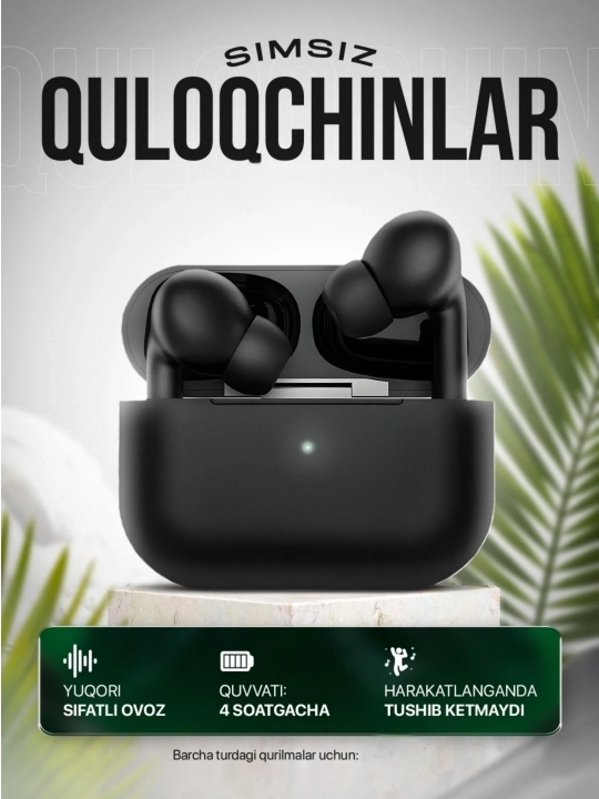Simsiz quloqchinlar Pods Pro, iPhone va Android uchun, sensorli, Bluetooth - 