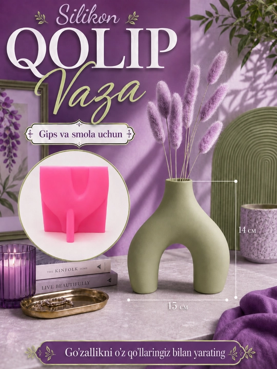 Silikon qolip, gullar uchun guldon, guldon qolipi, gips va smola uchun mold