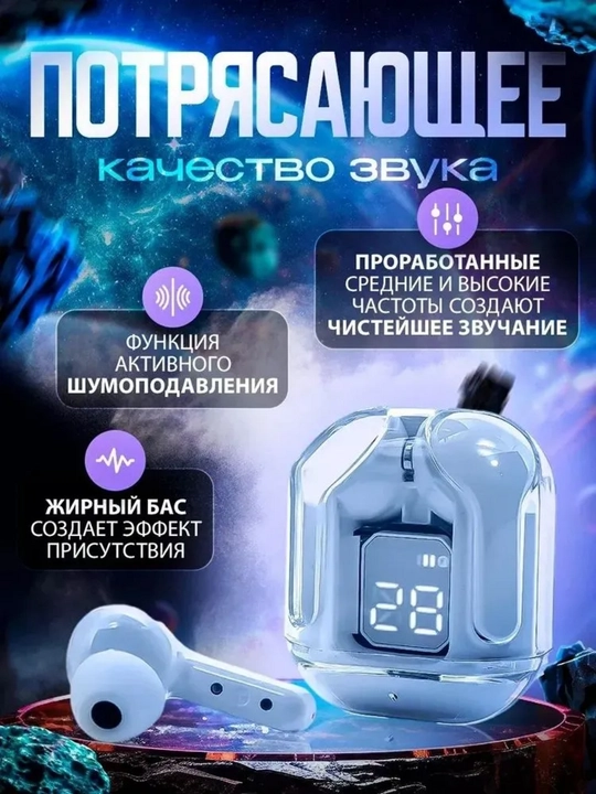 Simsiz quloqchilar Air 31, displeyli, mikrofonli va shovqinni kamaytiradi - 