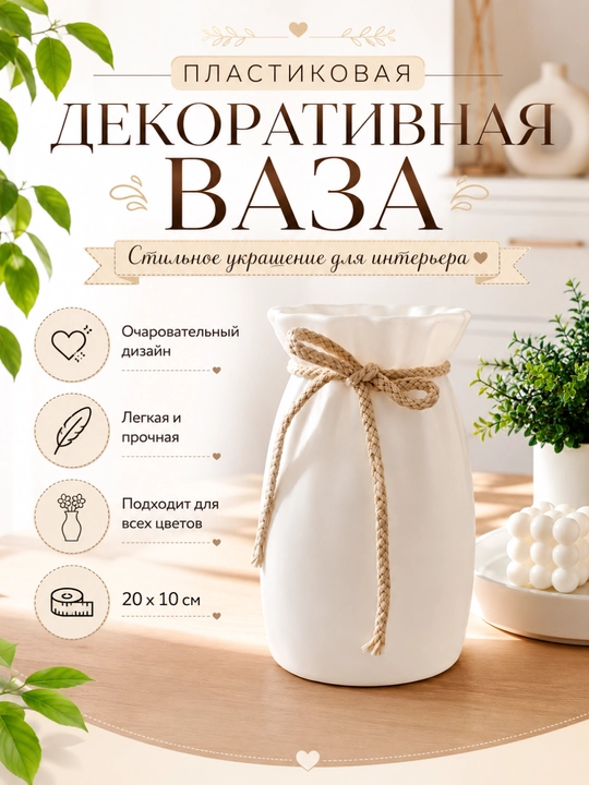 Interyer uchun dekorativ plastik vaza - 