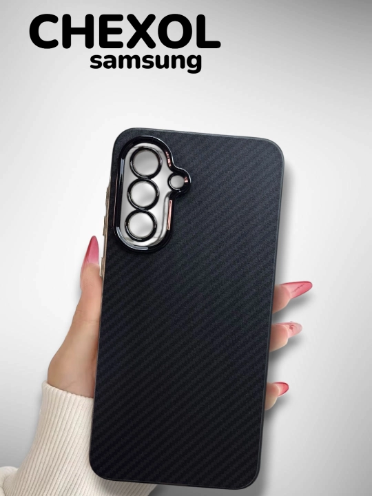 Чехол Samsung Silicone Carbon для A56, A16, A17, A57, A37, A54, A34, A15, A25, A33, A14 - 